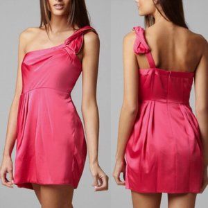 BCBG MAX AZRIA Monaco Azalea Pink Zipper One Shoulder Party Dress